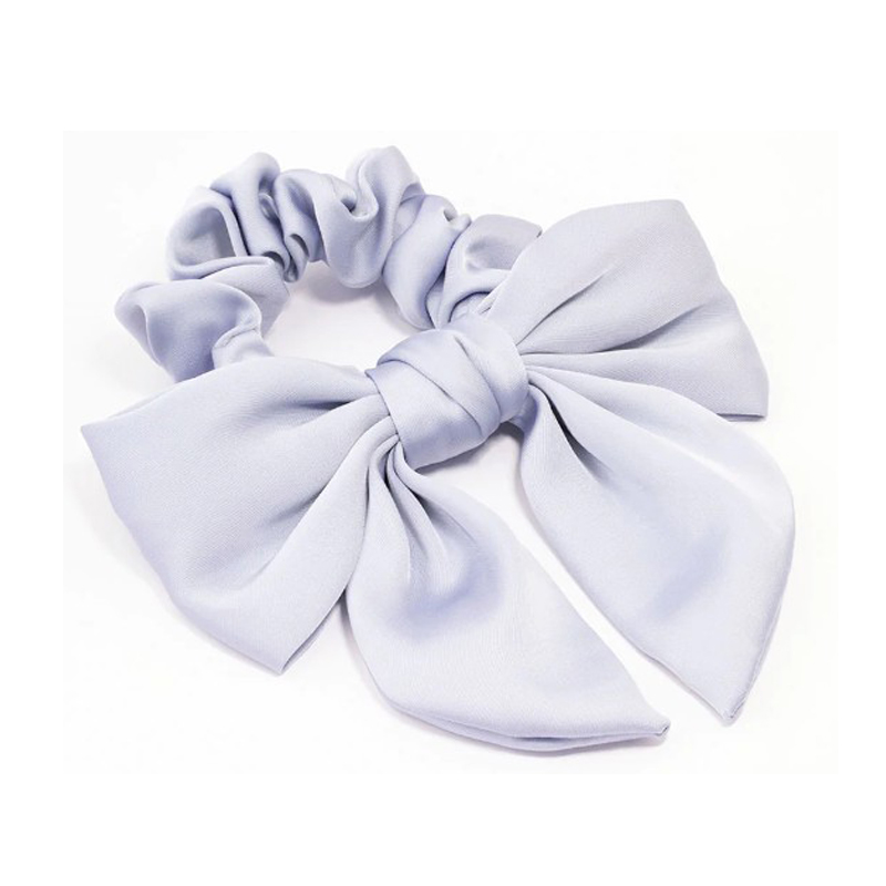 Blue Satin Bow Hair Scrunchies