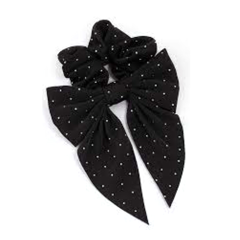 Fabric Bow Diamante Hair Scrunchies